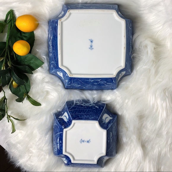 Set of Two Asian Porcelain Bowls, Cranes & Flora - Picture 3 of 5